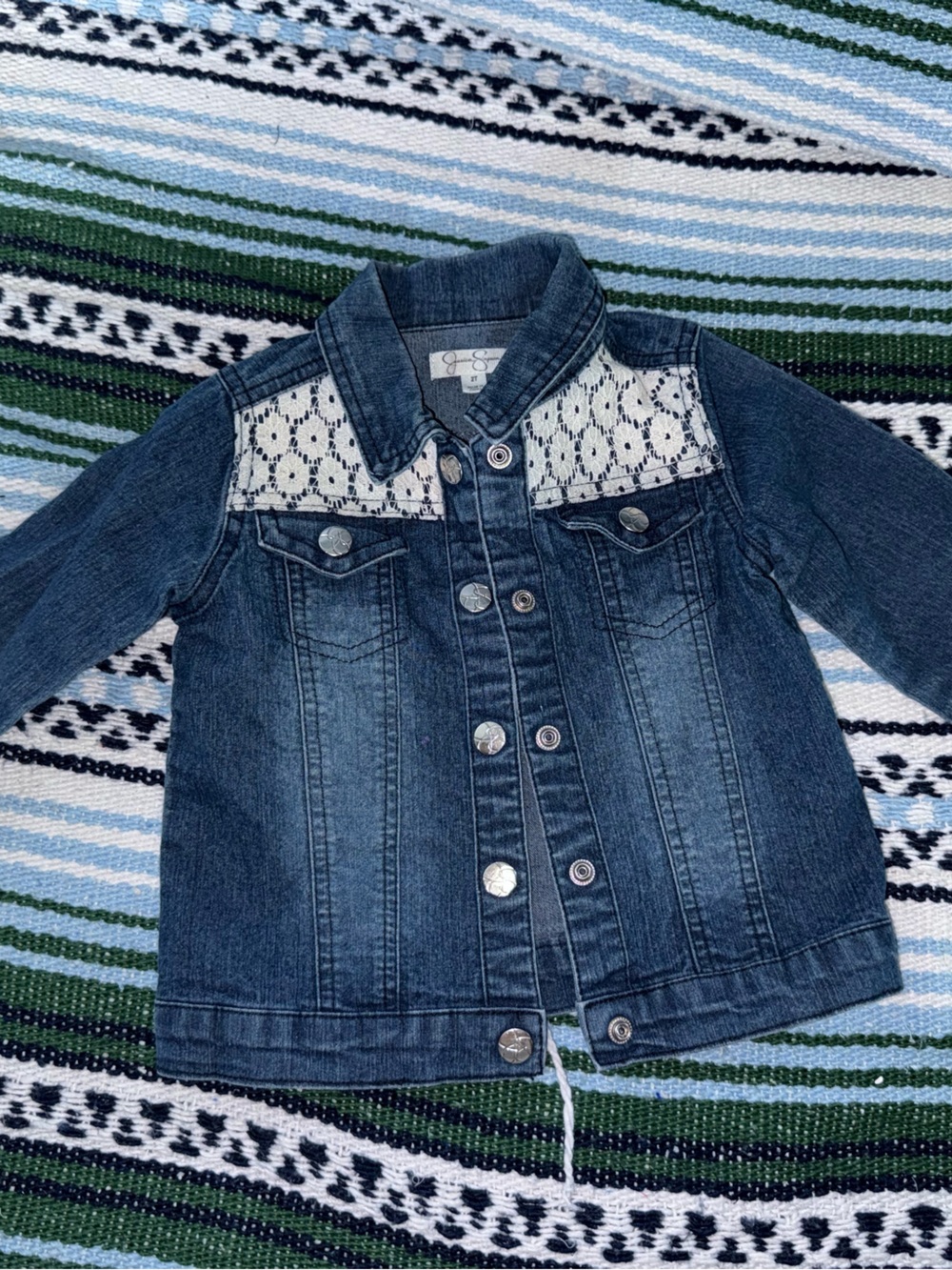 Jessica Simpson Girls Blue Denim Jacket with Lace Yoke